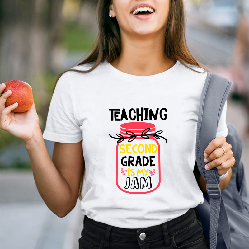 Personalized Grade Teaching Is My Jam Teacher T-Shirt