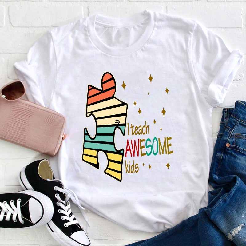 I Teach Awesome Kids Puzzle  T-Shirt