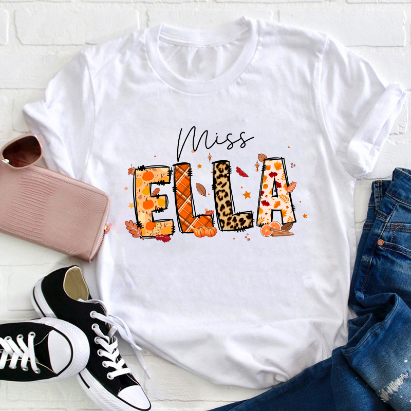 LatestPersonalized Name Autumn Is Coming Teacher T-Shirt for Sale-Teachersgram