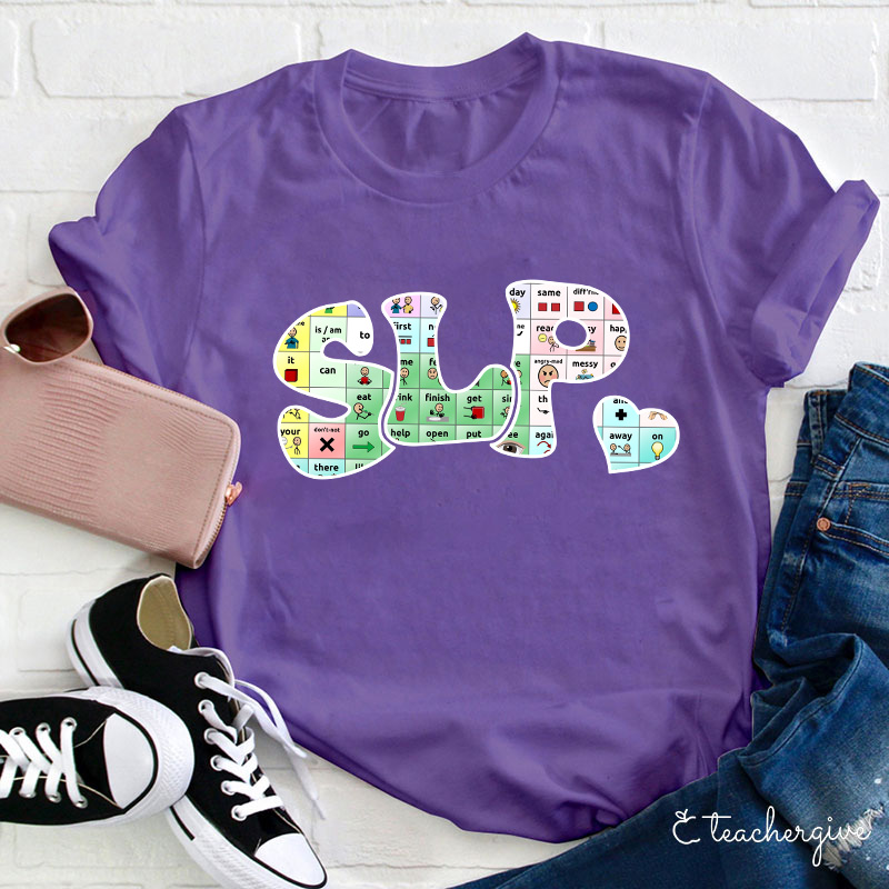 SLP Puzzle Small Heart Teacher T-Shirt