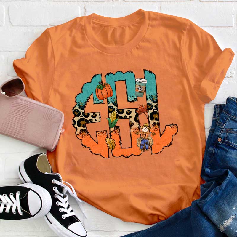 Personalized Halloween Letters Teacher T-Shirt