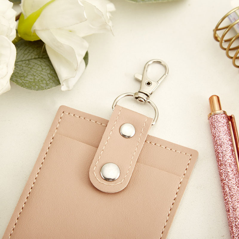 Personalized Brown Boho Rainbow with Leaves Badge Holder