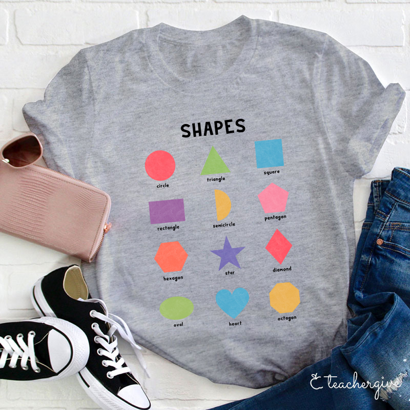 Twelve Colorful Shapes Teacher T-Shirt