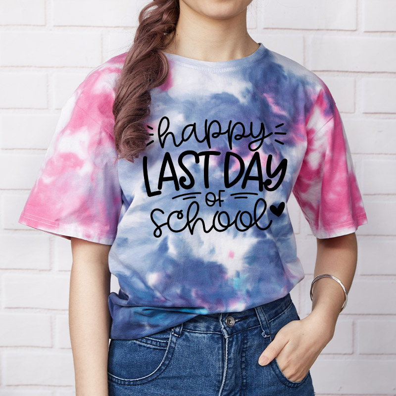  Happy Back To School For Women Teacher Tie Dye Third