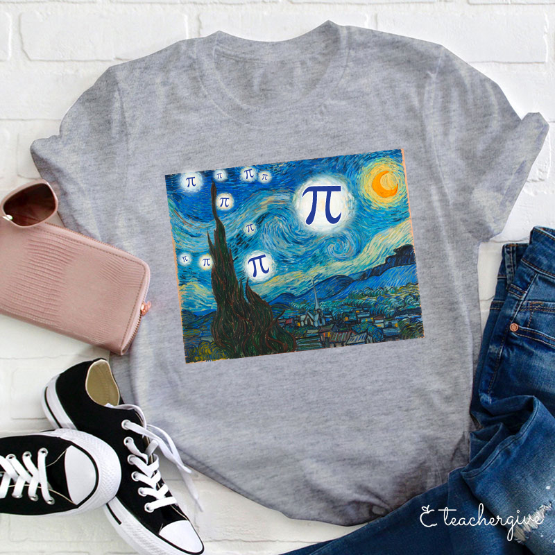 Starry Night With Pi Teacher T-Shirt