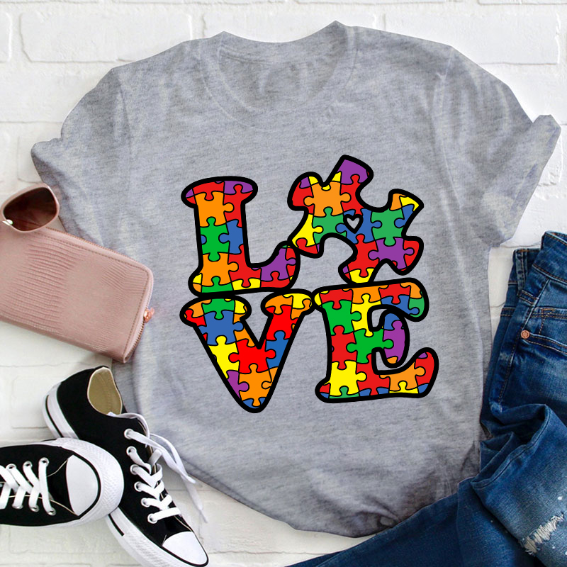 Love Austism Teacher T-Shirt