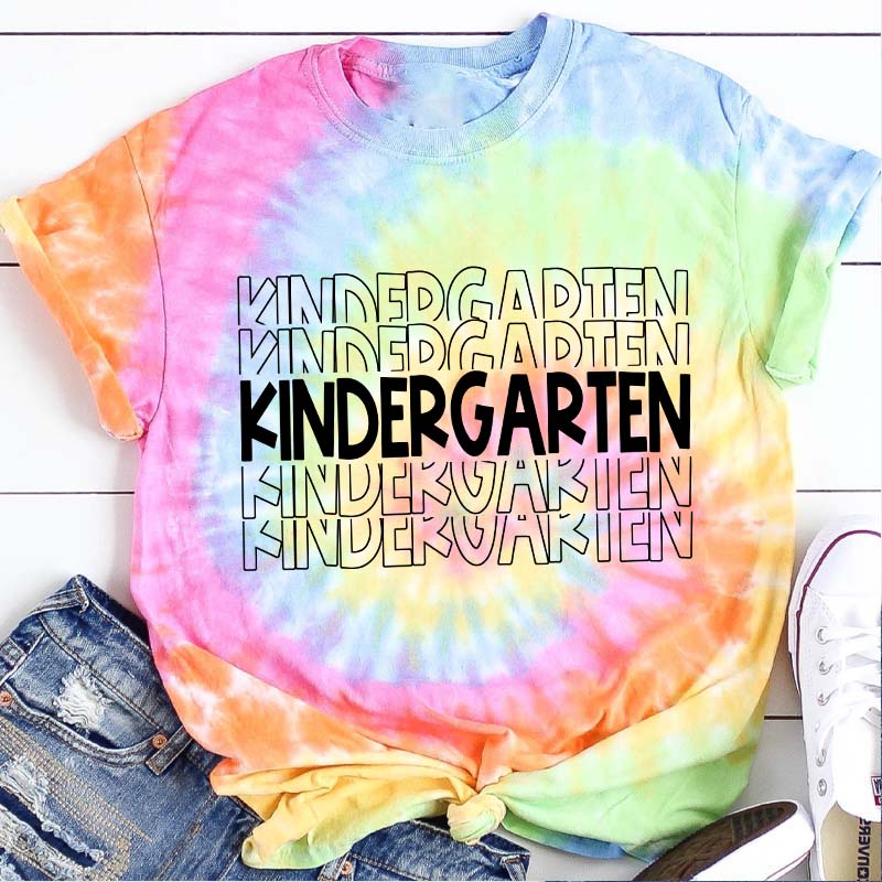 Personalized Kindergarten Teacher Tie-dye T-Shirt