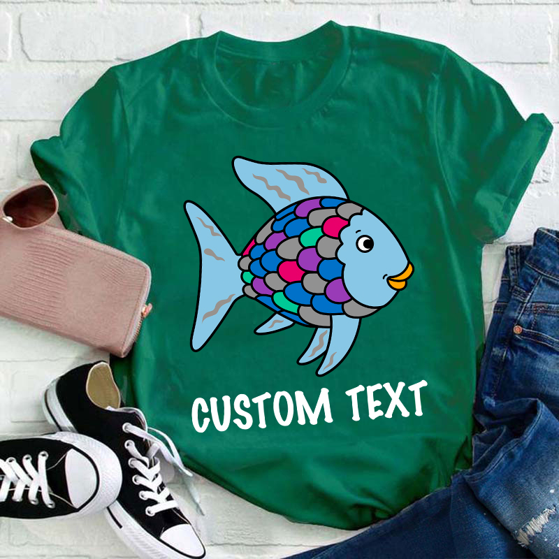 Personalized Rainbow Fish Teacher T-Shirt