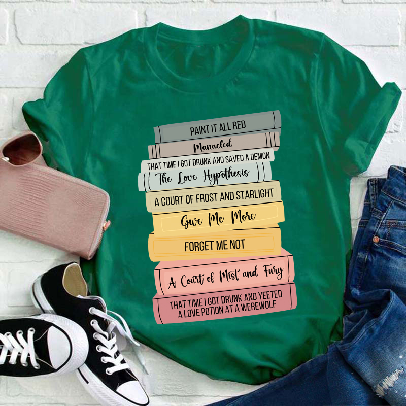 Personalized Stack Of Books Teacher T-Shirt