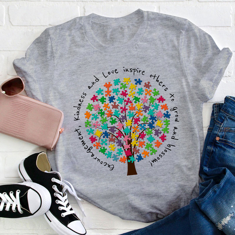 Encouragement Kindness And Love Inspire Others To Grow And Blossom Teacher T-Shirt