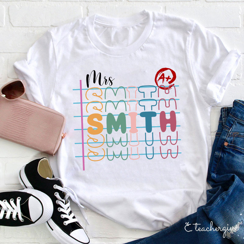 Personalized Teacher Name Colorful T-Shirt-Teachergive