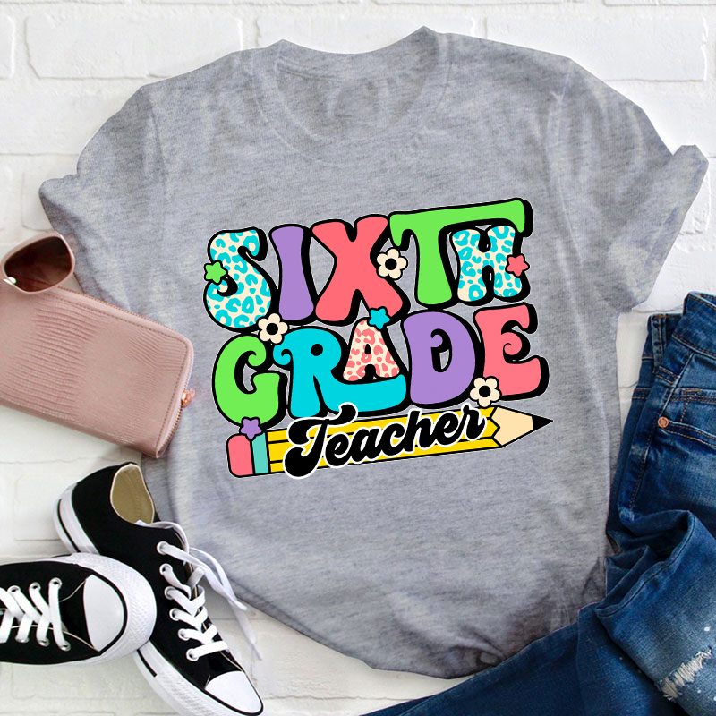 Personalized First Grade Teacher Tiny Flower T-Shirt