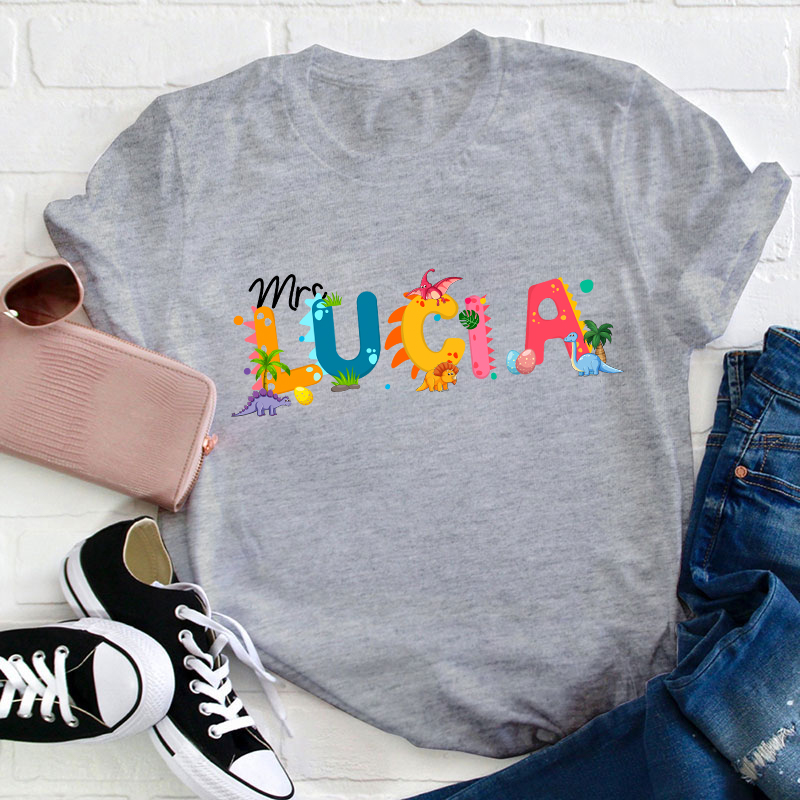 Personalized Dinosaur Egg Teacher T-Shirt