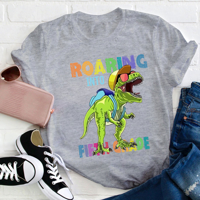 Personalized Roaring Into Kindergarten Dinosaur T-Shirt