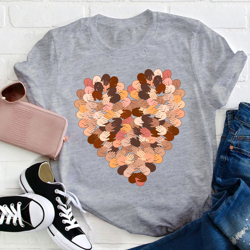 Color Mosaic Heart Teacher T-Shirt
