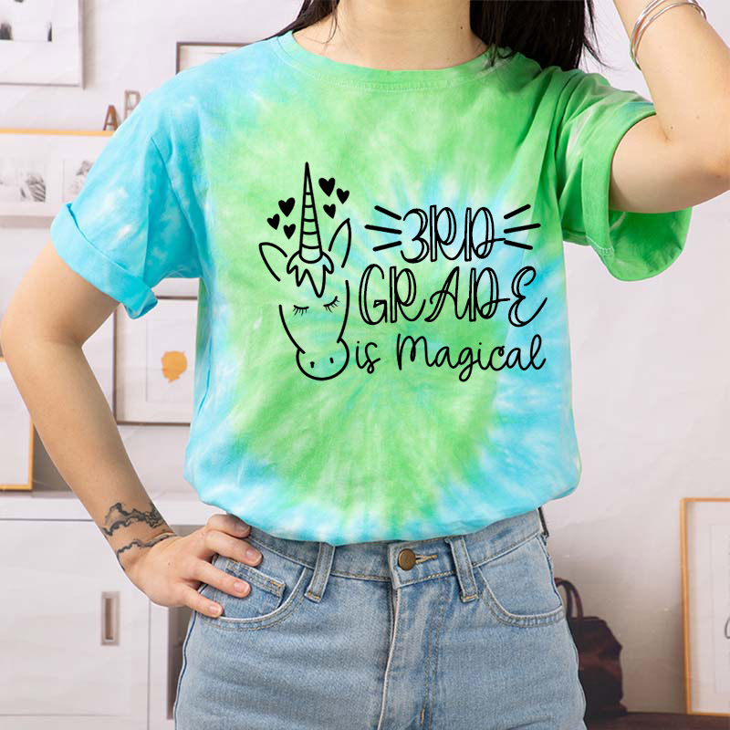 Personalized Grade Is Magical Teacher Tie-dye T-Shirt