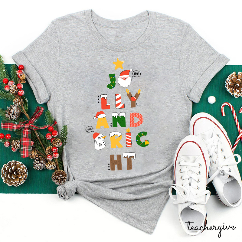Jolly And Bright Best Christmas Vibes Teacher T-Shirt