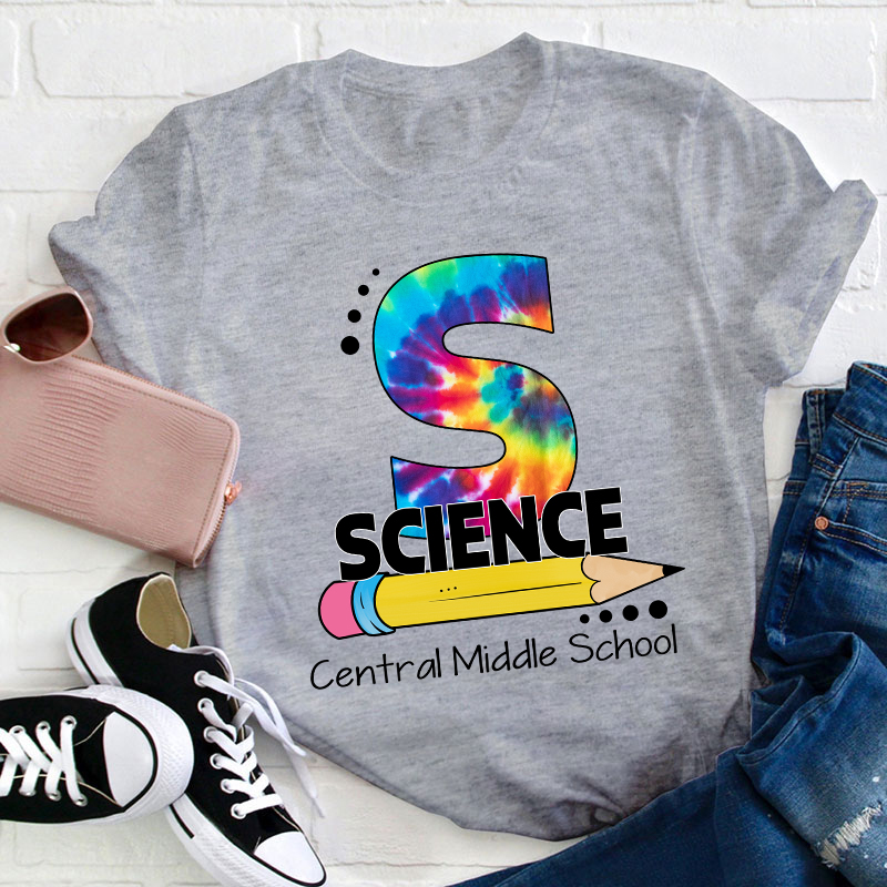 Personalized tie-dye Letters And Pencils Teacher T-Shirt