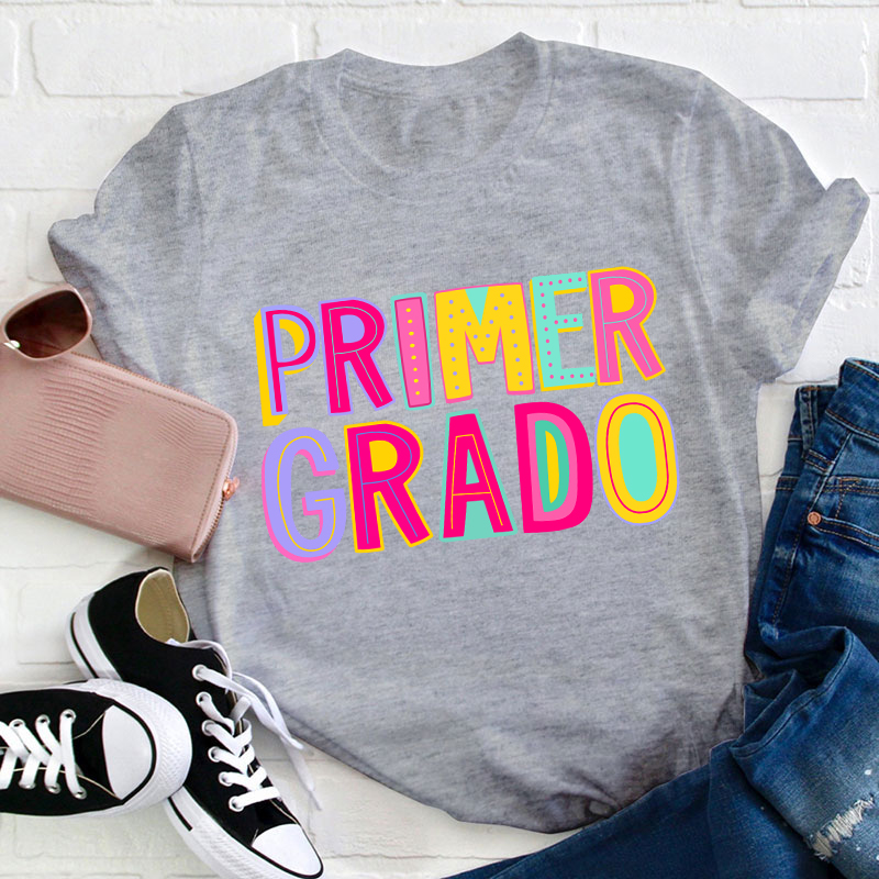 Personalized Grade Macaron Color Teacher T-Shirt