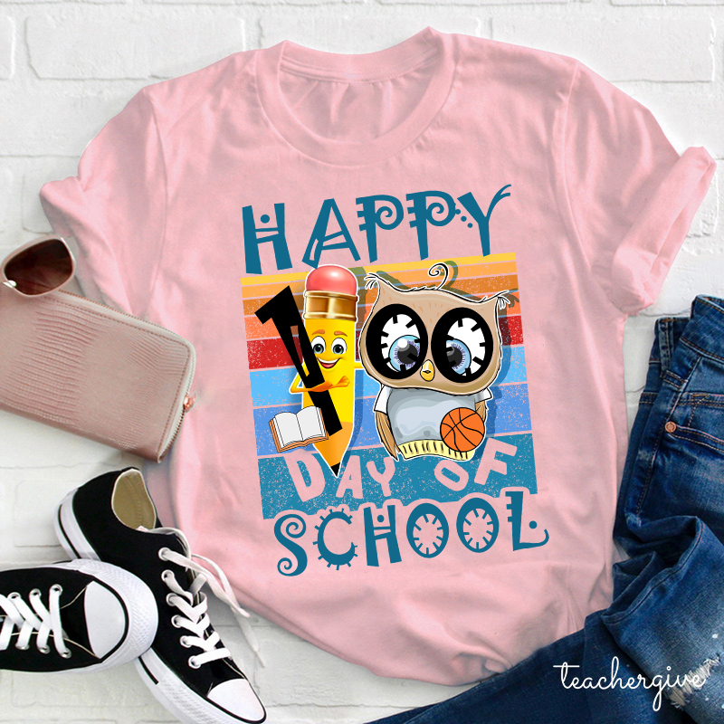 Happy First Day Of School Pencil Owl T-Shirt