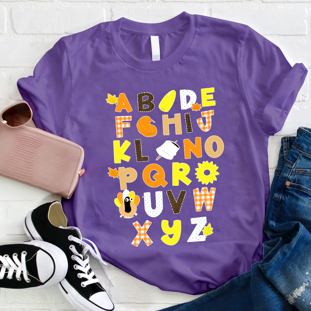 Autumn Element  Alphabet Teacher T-Shirt