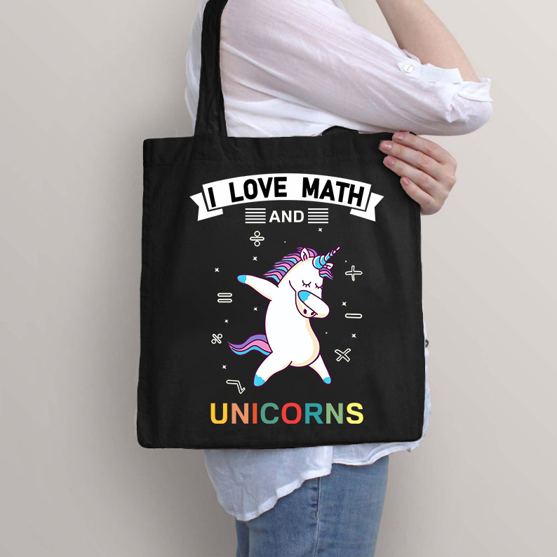 I Love Math And Unicorns Tote Bag