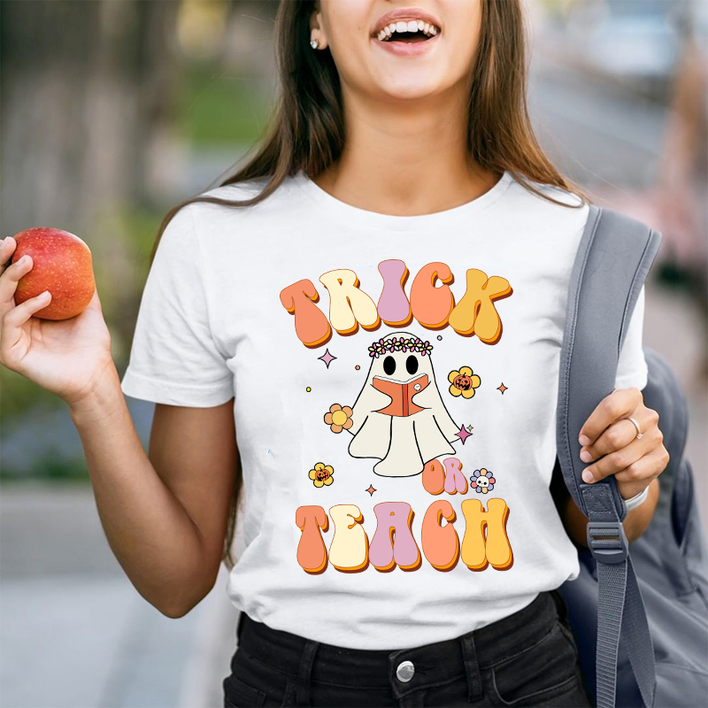 Trick Or Teach Ghost Reading T-Shirt