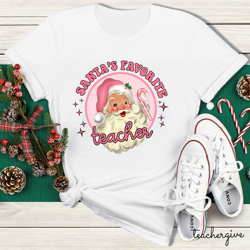 Santa's Favorite Teacher Pinky Winter Teacher T-shirt