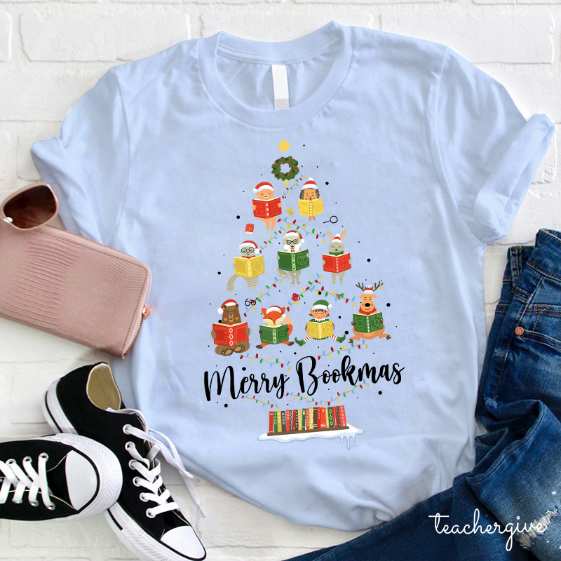 Look Everyone Is Reading Merry Bookmas Teacher T-Shirt