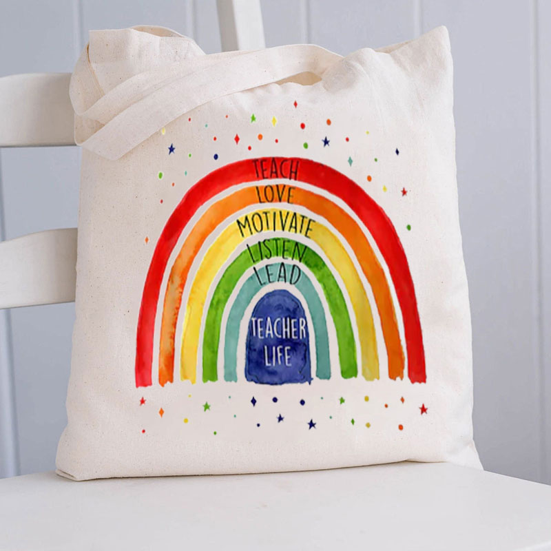 Teacher Life Teach Love Motivate Teacher Tote Bag