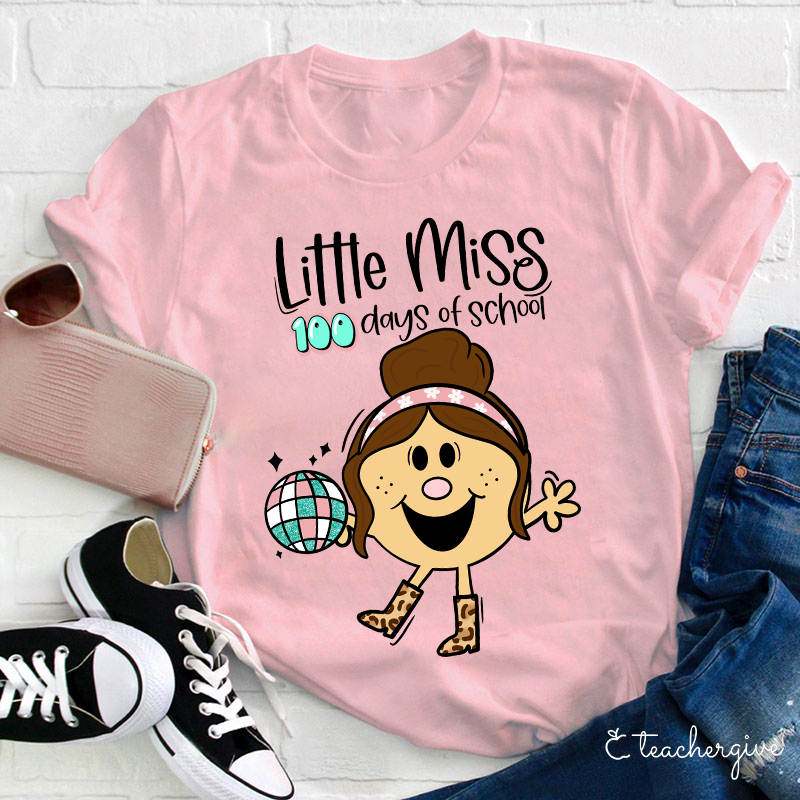 Special Designed Little Miss 100 Days Of School Teacher T-Shirt