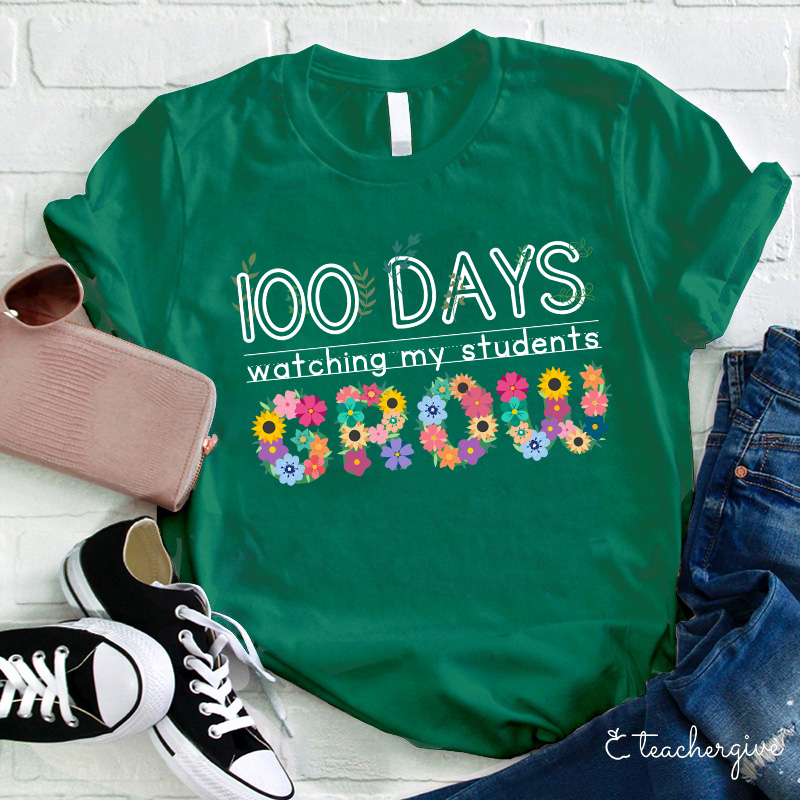 100 Days Watching My Students Grow Wreath Teacher T-Shirt