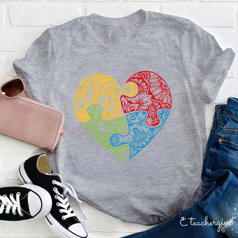 Puzzle Heart SLP Teacher T-Shirt