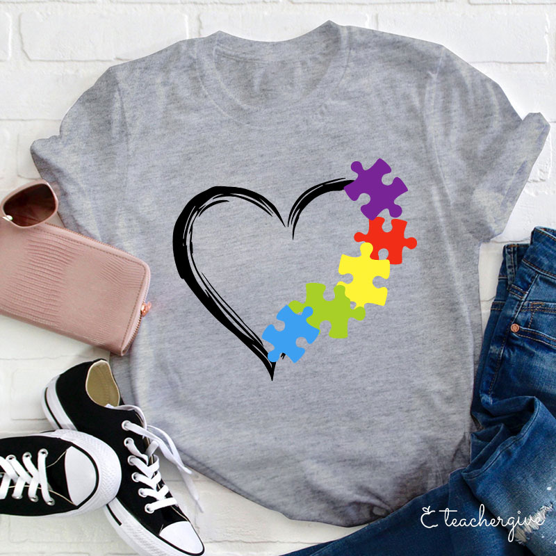 Puzzle Of Love Teacher T-Shirt