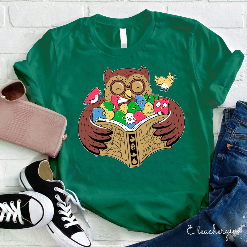 Owl Reading Education For All Teacher T-Shirt