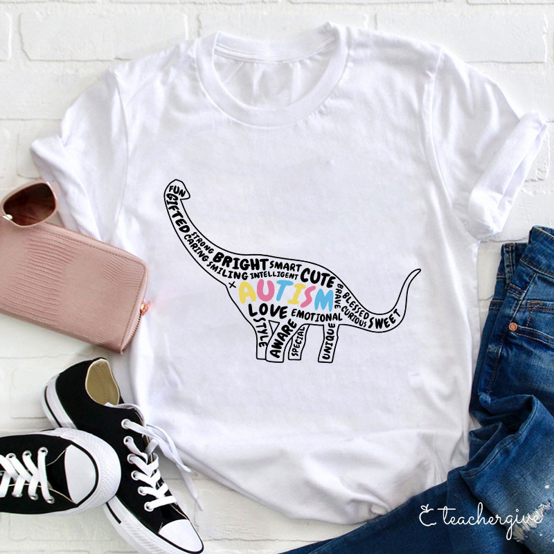 Bright Smart Cute Brave Autism Teacher T-Shirt