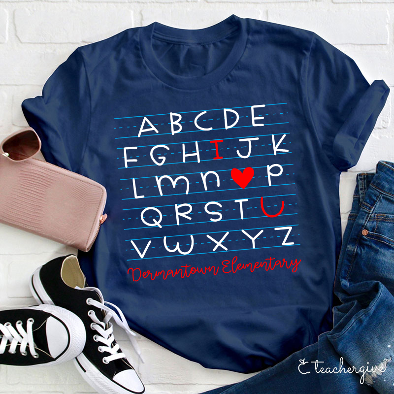 Personalized I Love You Alphabet Teacher T-Shirt