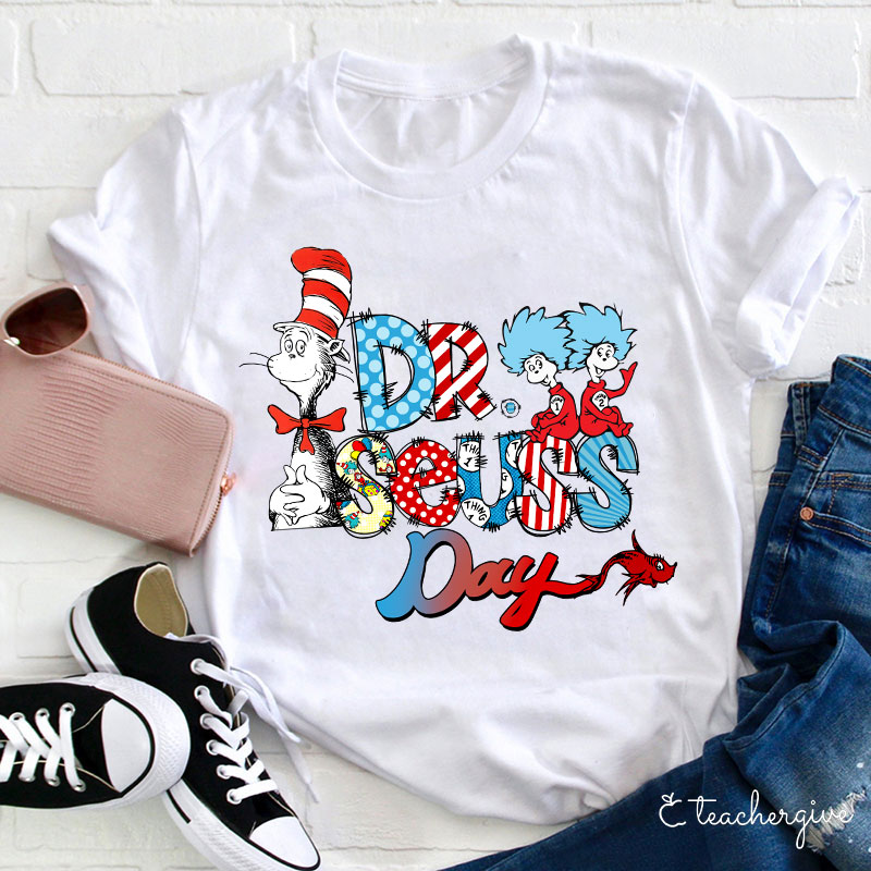 Dr. Seuss Day Cat Things Red Fish Teacher T-Shirt