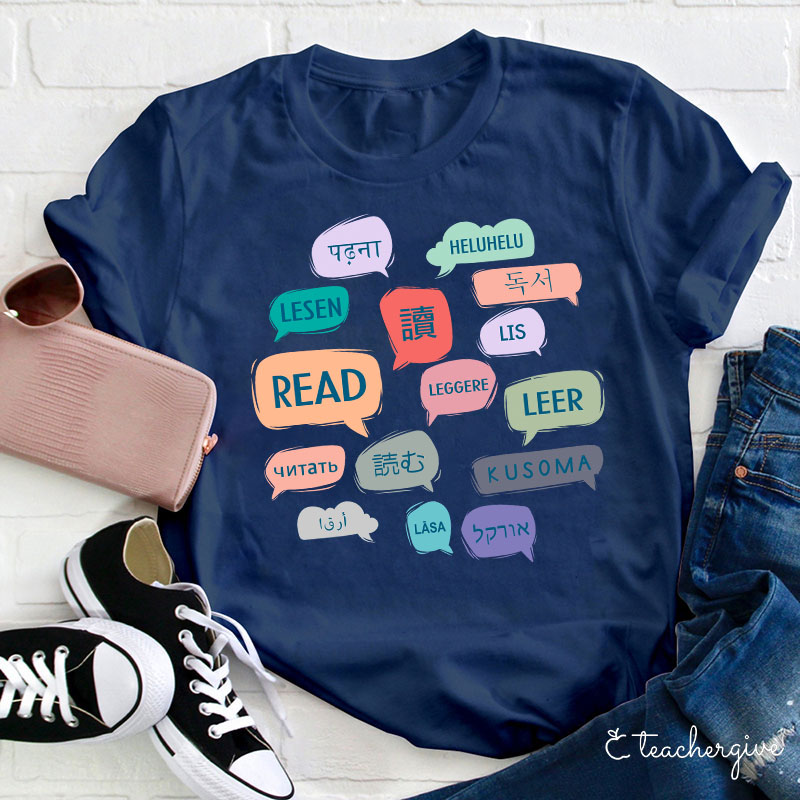 Read In Various Languages Teacher T-Shirt