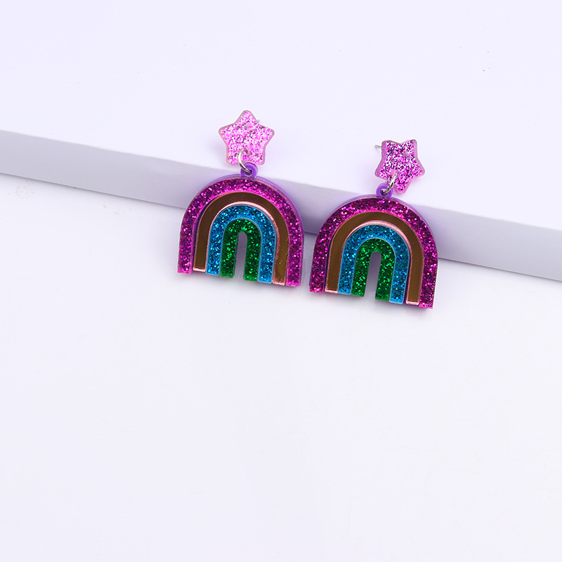 Star Glitter Rainbow Earrings