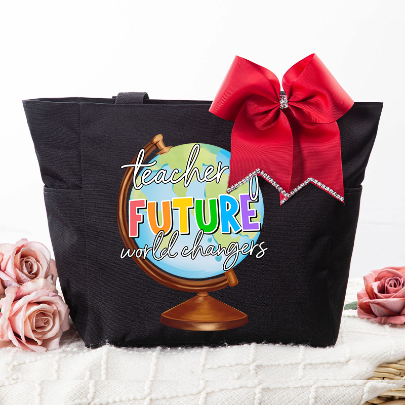 Teacher Of Future World Changers Large Tote Bag
