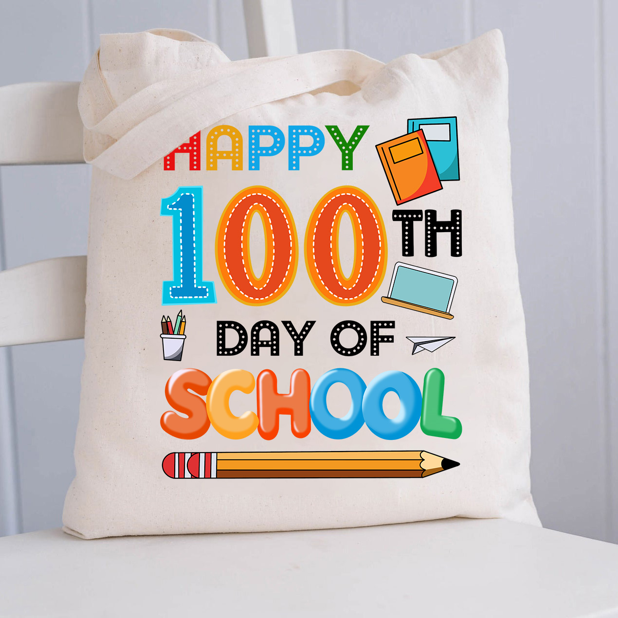 LatestHappy 100th Day Of School Tote Bag for Sale-Teachersgram
