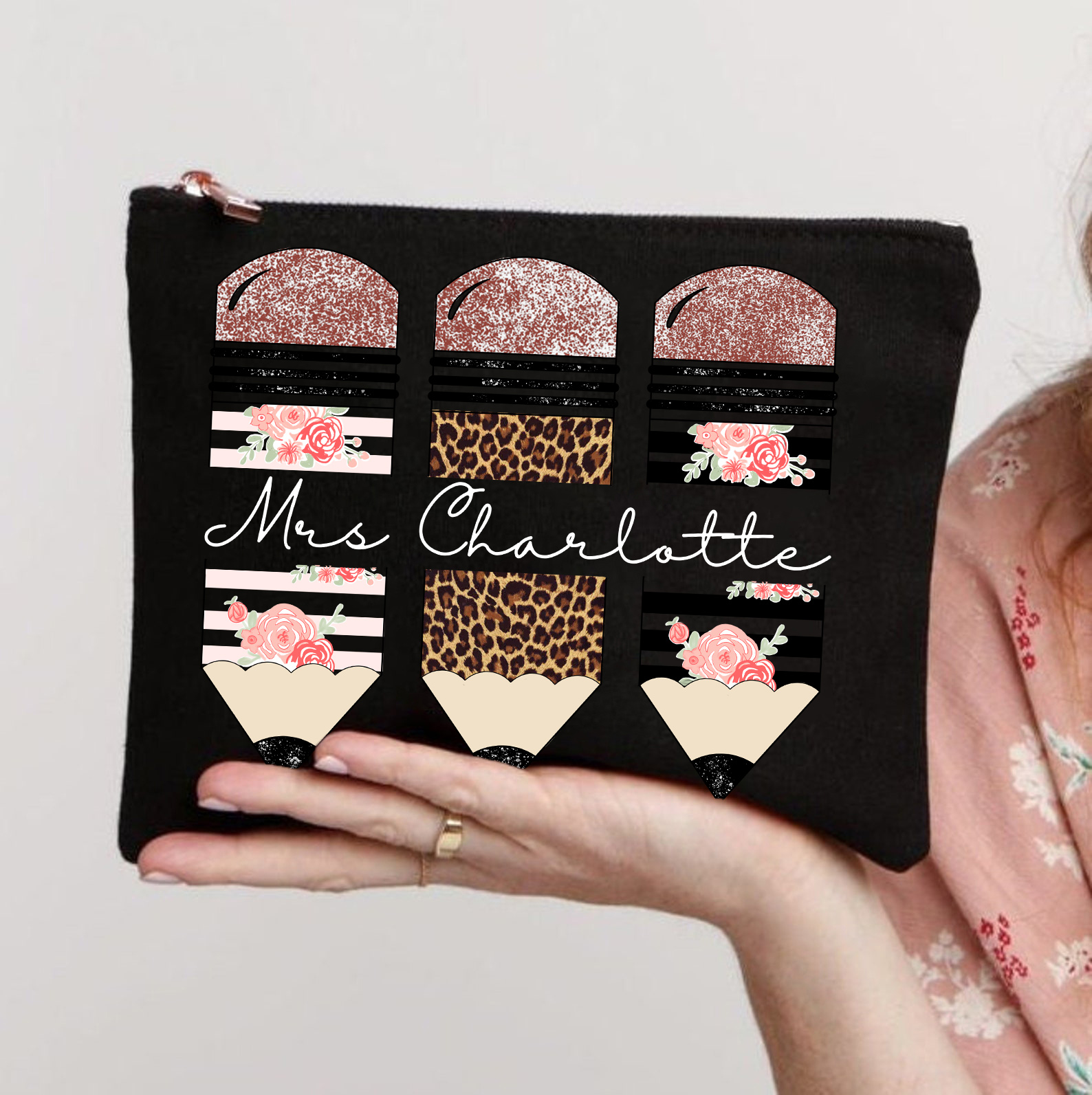Personalized Teach Love Inspire Makeup Bag