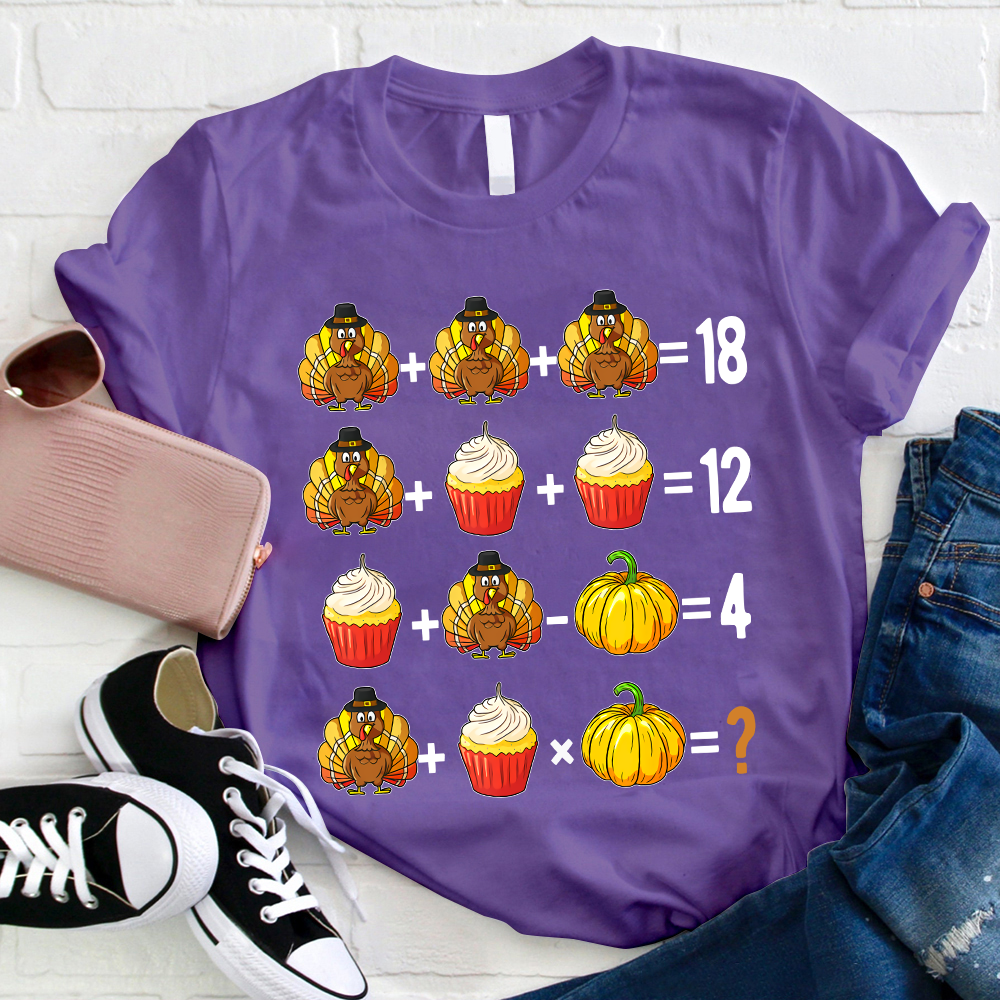 Thanksgiving Vibes Math Calculations Teacher T-Shirt
