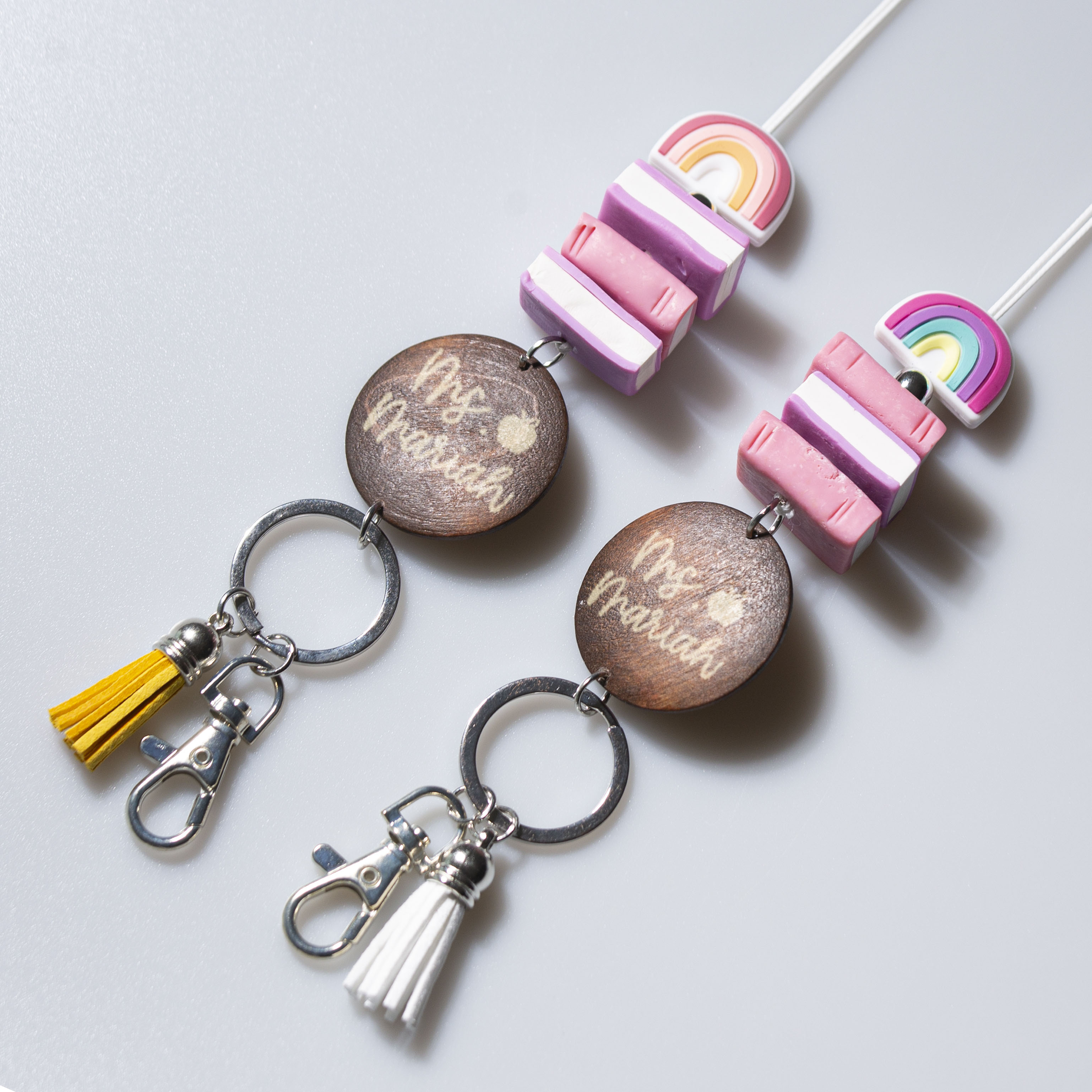 Personalized Multicolor Rainbow Books  Lanyard