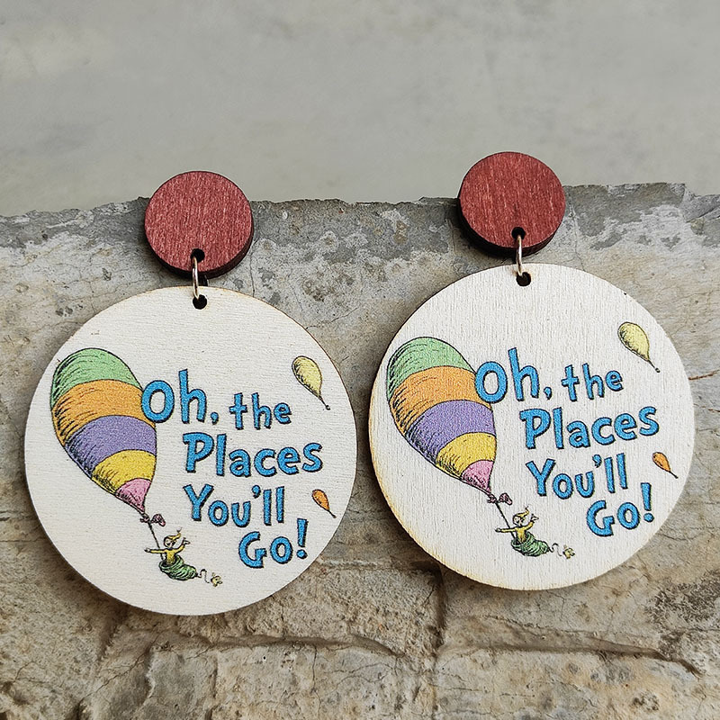 Hot Air Balloon Wooden Earrings