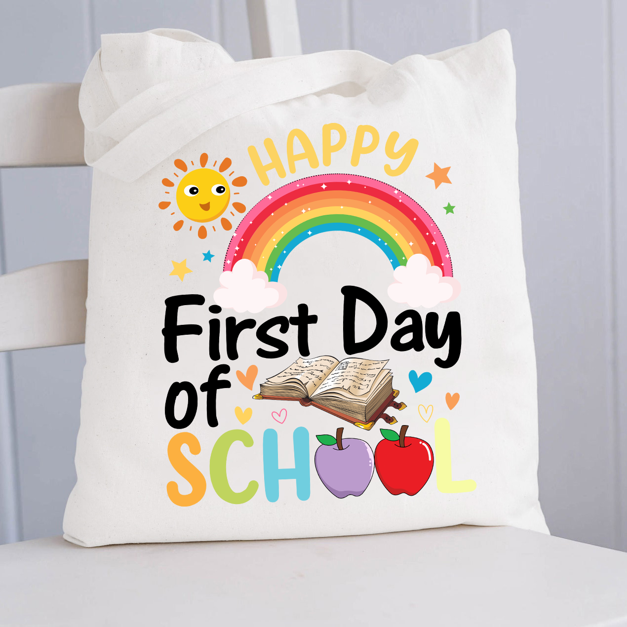 Happy First Day Of School Sunshine And Rainbow  Tote Bag