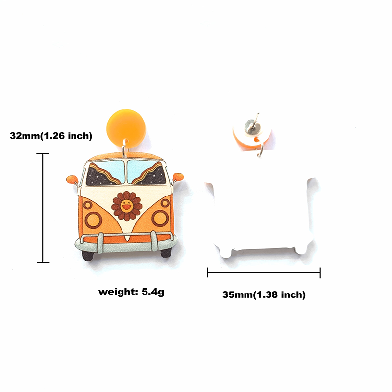 Cute Little Bus Acrylic Earrings