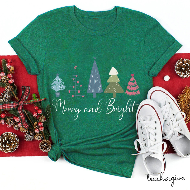 Merry And Bright Teacher T-Shirt