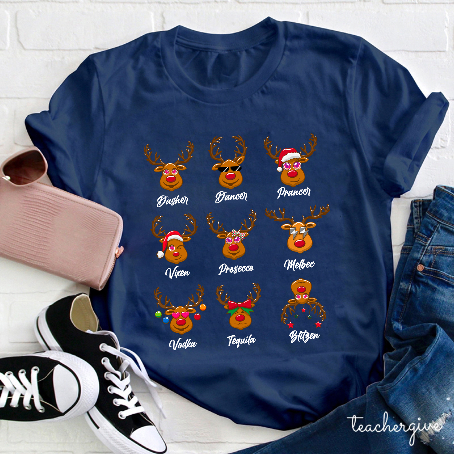 Santa's Reindeer Teacher T-Shirt